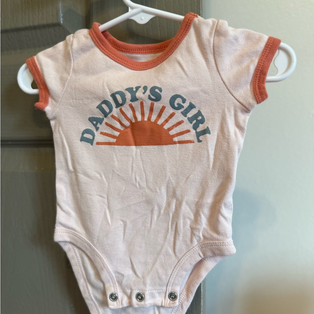 Daddy's Girl Pink and Orange Baby Onesie